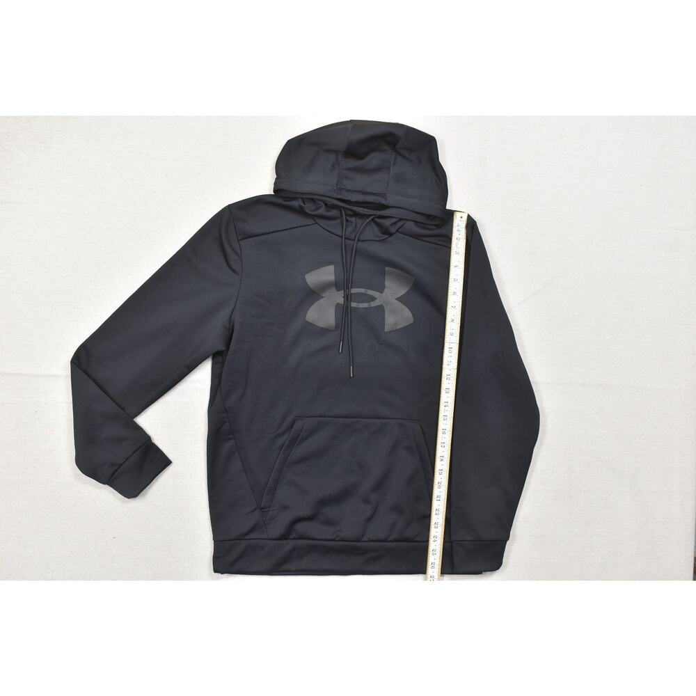 Under Armour Men's Size Medium Black Fleece Pullover Hoodie Loose Fit Logo - Picture 5 of 8